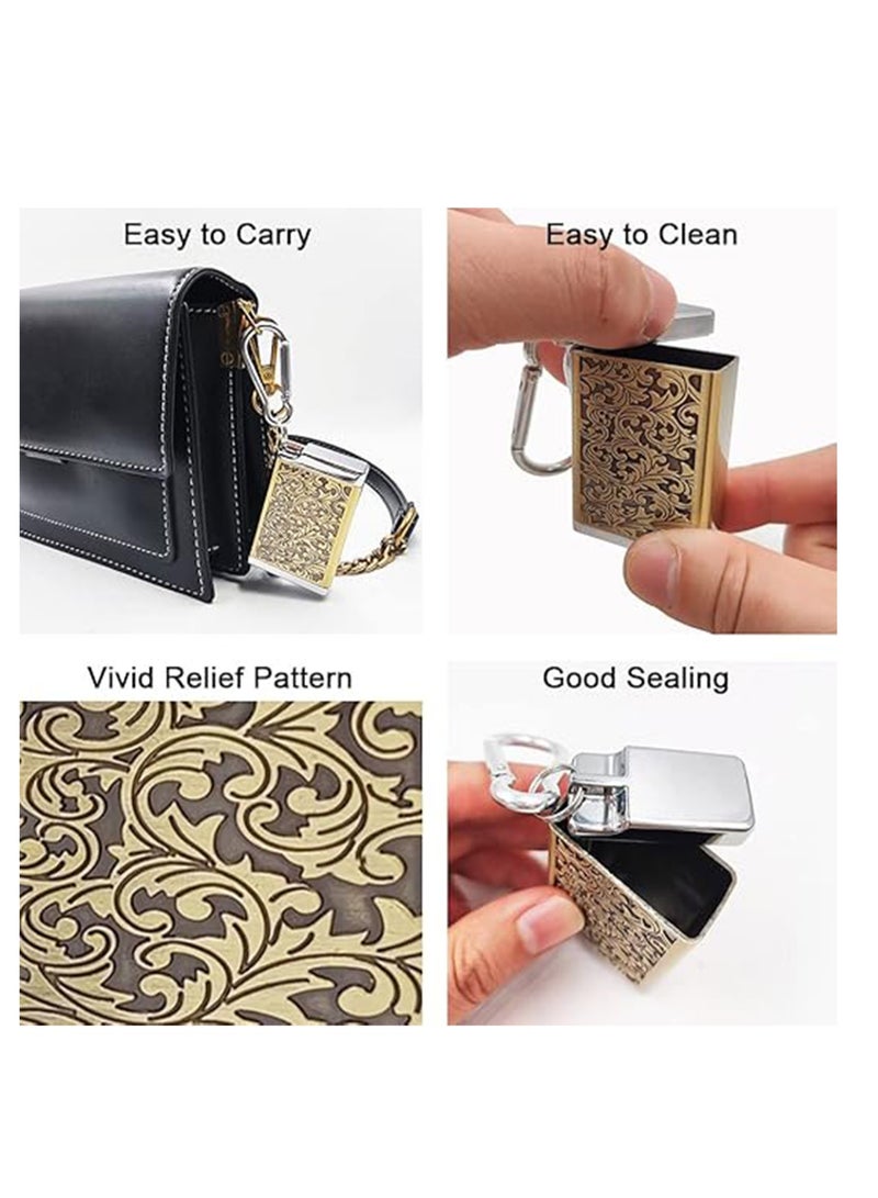 منفضة محمولة مع غطاء، منفضة جيب، سلسلة مفاتيح، مزيل العرق، حاوية رماد معدنية خفيفة الوزن مانعة للتسرب، سلة مهملات صغيرة للسفر في الهواء الطلق واستخدام التخييم (فضي) - Image 2